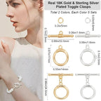 Beebeecraft 1 Box 10Pcs Toggle Clasps T-Bar Closure Clasps Real 18K Gold and - Image 2