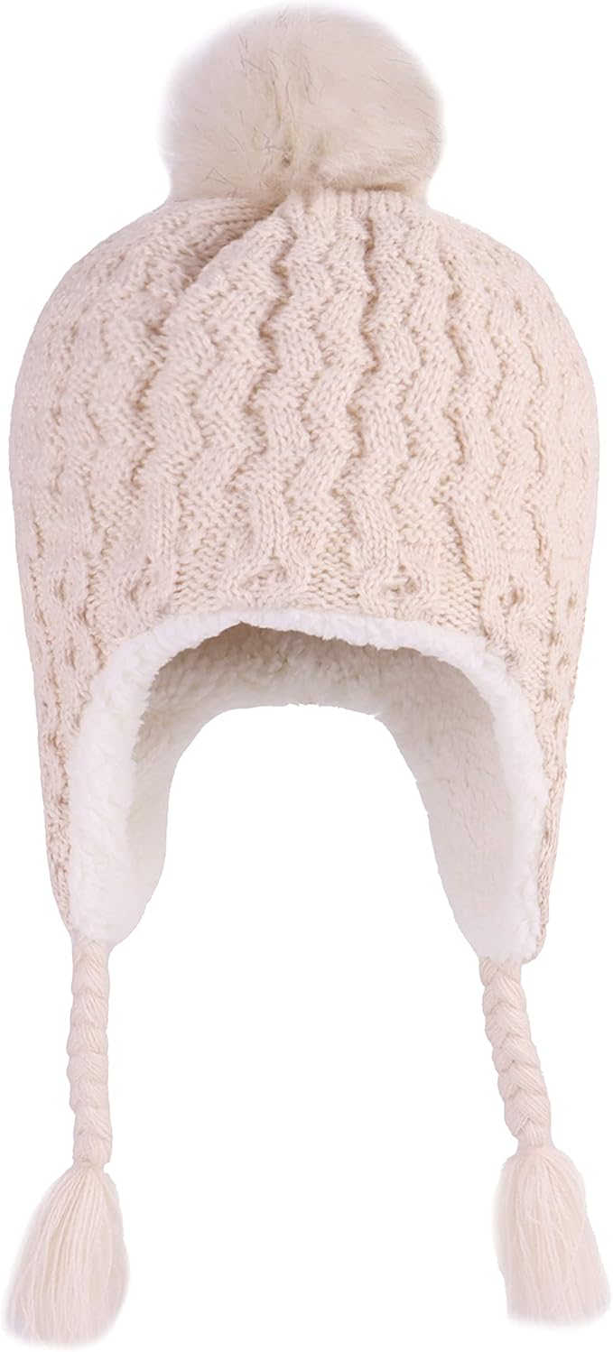 LANGZHEN Toddler Kids Infant Winter Hat,Earflap Knit Warm Cap Fleece Lined Beanie for Baby Boys Girls