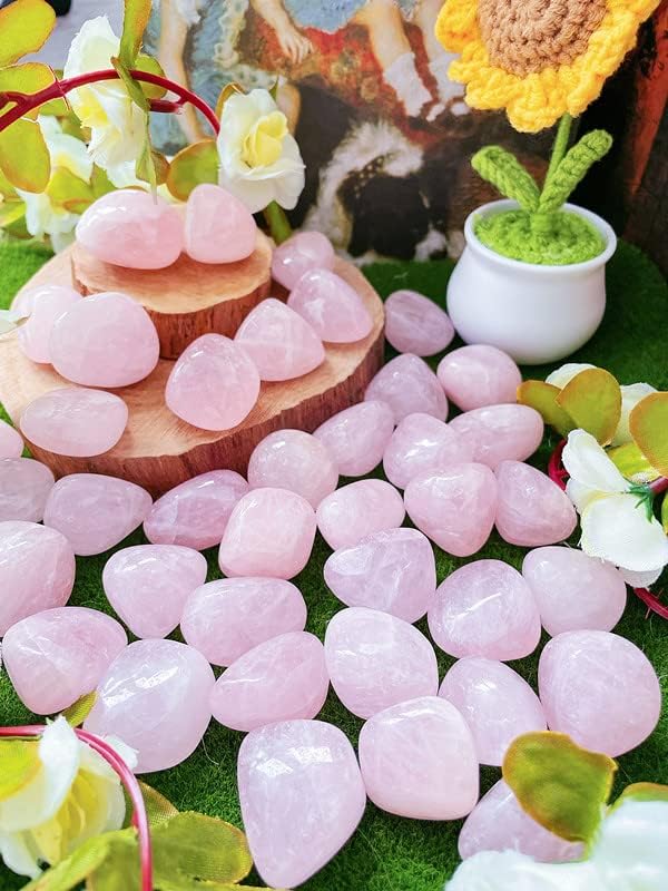 DUQGUHO Rose Quartz Healing Crystals Stones Set Natural Bulk Crystals Tumbled - Image 3
