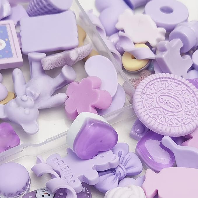Chenkou Craft 50pcs Lots Mix Assorted Purple Craft DIY Flatbacks Resin Flat - Image 3