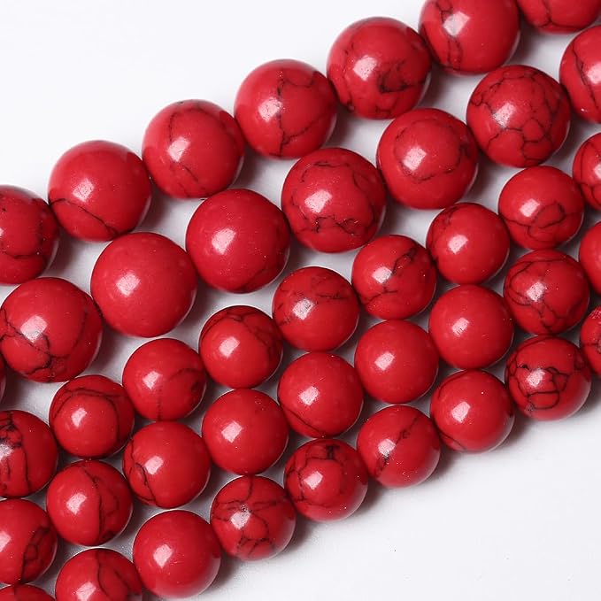 120PCS 6mm Natural Stone Beads Red Turquoise Gemstone Round Loose Beads by NaturalStoneBeads