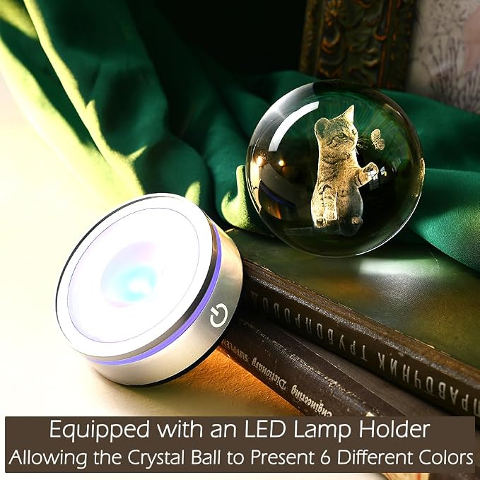 IFOLAINA Cat Lovers Gifts for Women Decorative Cat Glass Sphere Night Light | - Image 4