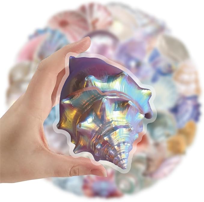 50PCS Sea Shell Stickers Aesthetic PET Transparent Conch Sticker Clamshell - Image 2