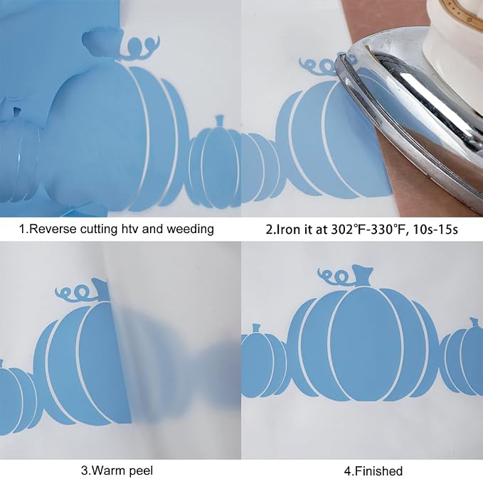 FUNKAKA Sky Blue HTV Heat Transfer Vinyl Sheets, 10 Sheets Sticky HTV Vinyl - Image 5