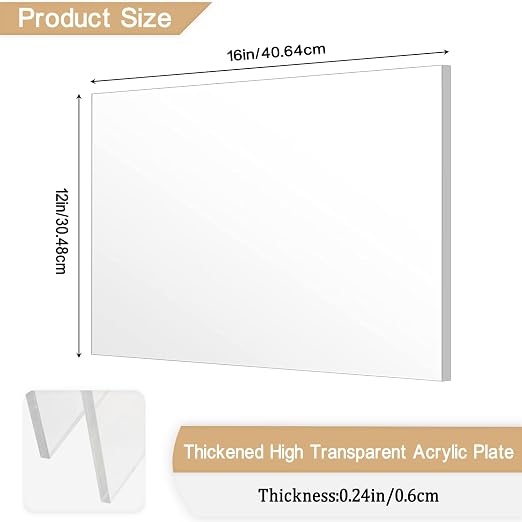 Clear Acrylic Sheet Plexiglass, 1/4" Thick Cast Acrylic Glass Sheet, Plexiglass - Image 2