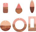 FASHEWELRY 12Pcs Resin & Wood Pendants Two Tone Flat Round/Ring/Rectangle/Horse by FASHEWELRY