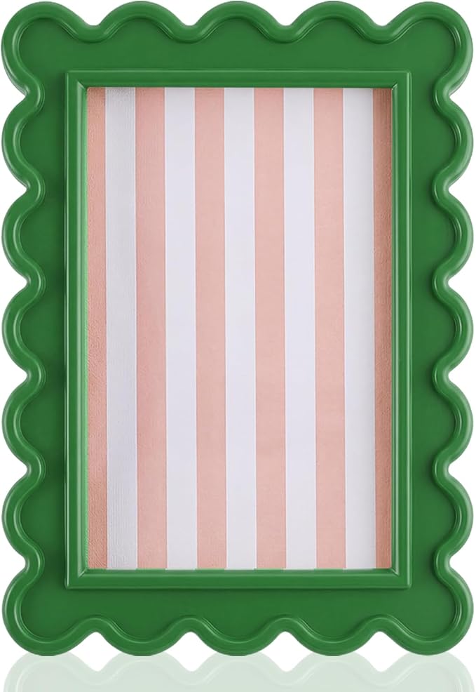 AceOrbit 4x6 Inches Dark Green Flower Wavy Scalloped Picture Frame Cute Wavy by Unknown