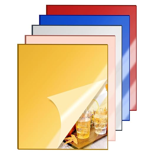 5 Pcs 12 x16 Inch Colorful Acrylic Mirror Sheet, 1/8 Inch Thick Opaque Glossy by CEUQIESO