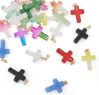 Cheriswelry 28Pcs Cross Glass Pendants Colorful Cross Religious Dangle Charms - Image 7
