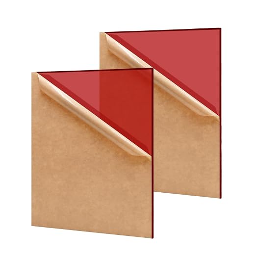 2 Pack 12'' x 16'' Translucent Red Acrylic Sheet, 3mm Thick Acrylic Plastic by Unknown