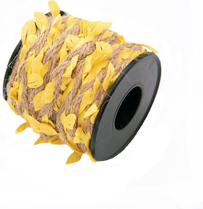 33 feet Natural Twine Yellow Leaf Jute 3ply 2MM Rope Hemp Burlap Ribbon String - Image 4