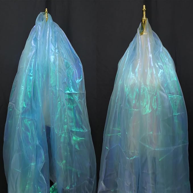 Light Blue Iridescent Organza Fabric - Image 2