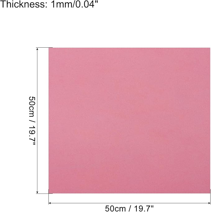 MECCANIXITY EVA Foam Sheets Pink 19.7 Inch x 19.7 Inch 1mm Thick Crafts Foam - Image 2
