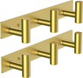 VAEHOLD Hat and Coat Wall Mount Rack - Hooks for Robes, Bags, Keys, and Towels - Bathroom Towel Hanger Organizer (Gold, “T“ Shape 3 Hooks 2 Pack)