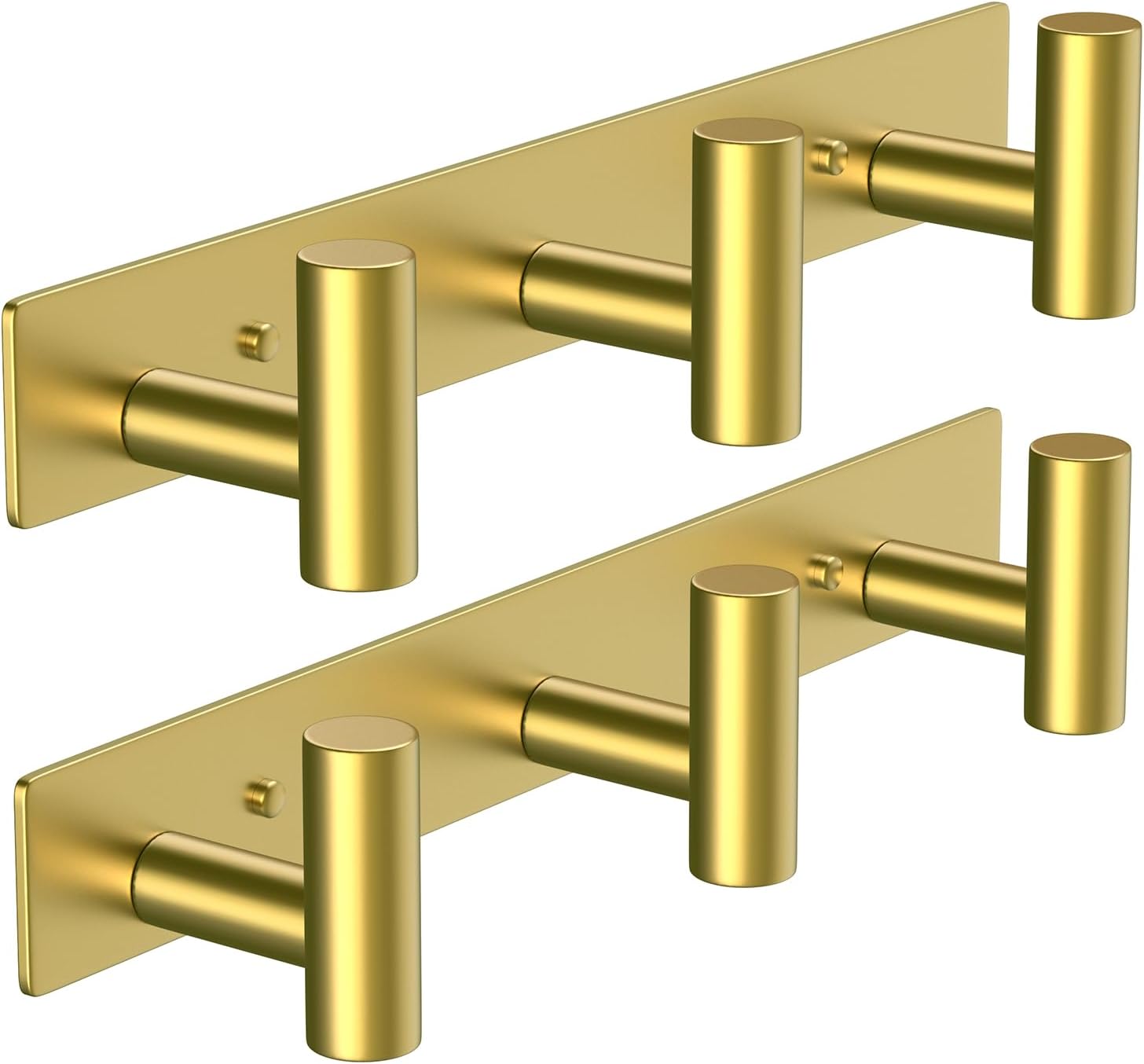 VAEHOLD Hat and Coat Wall Mount Rack - Hooks for Robes, Bags, Keys, and Towels - Bathroom Towel Hanger Organizer (Gold, “T“ Shape 3 Hooks 2 Pack)