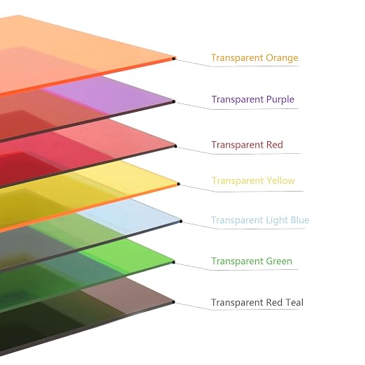 7 Pieces & 7 Colors 8" x 12" x 0.118" Transparent Colored Cast Acrylic Sheets - Image 3