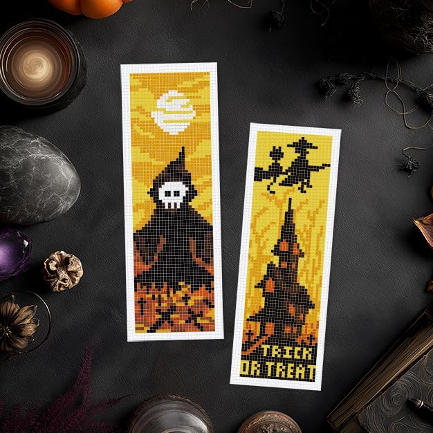 INFUNLY Halloween Cross Stitch Bookmarks Kit Evil Pumpkin Handmade Cross Stitch - Image 5