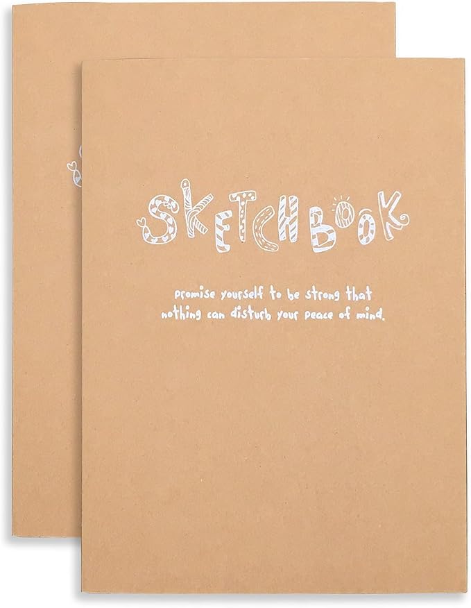 Kraft Cover Drawing Notebook & Sketchbook – Set of 2 Blank Plain Sketch Books – - Image 4