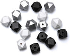 20mm Geometric Wood Beads Mixed in White, Polygon Wooden Loose Beads - Image 5