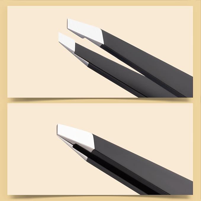 2-Pack Tweezers for Eyebrows, Facial Hair, Ingrown Hair Removal, Slant and - Image 2
