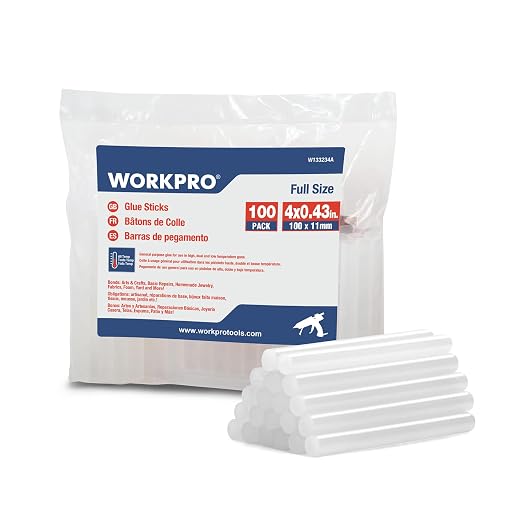 WORKPRO Full Size Hot Glue Sticks, 0.43x4 Inches, Compatible by WORKPRO