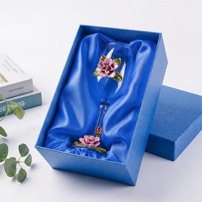 Simcat Handmade Painted Enamel Flower Glass Wine Glasses Transparent Refined - Image 6