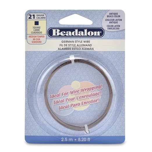 Beadalon German Style Wrapping Wire, Antique Brass Color, 21 Gauge, 2.5 m / 8.2 by Beadalon