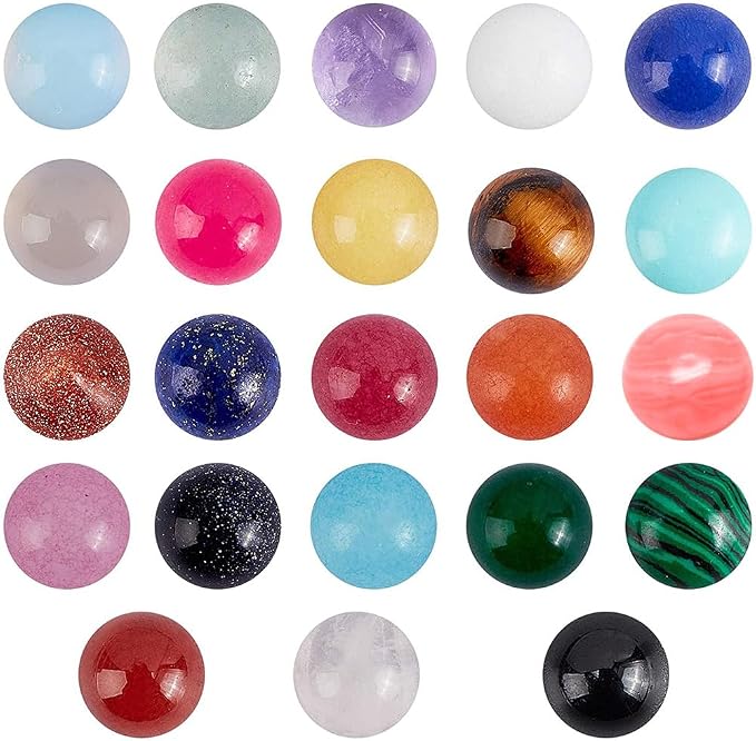 SUPERFINDINGS 46Pcs Natural Gemstoness Cabochons 6mm Half Round Cabochon Beads by SUPERFINDINGS