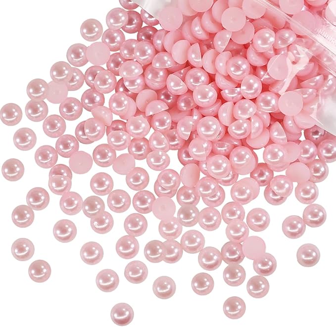 qiipii 220PCS 10mm Light Pink Round Half Round Pearls by qiipii