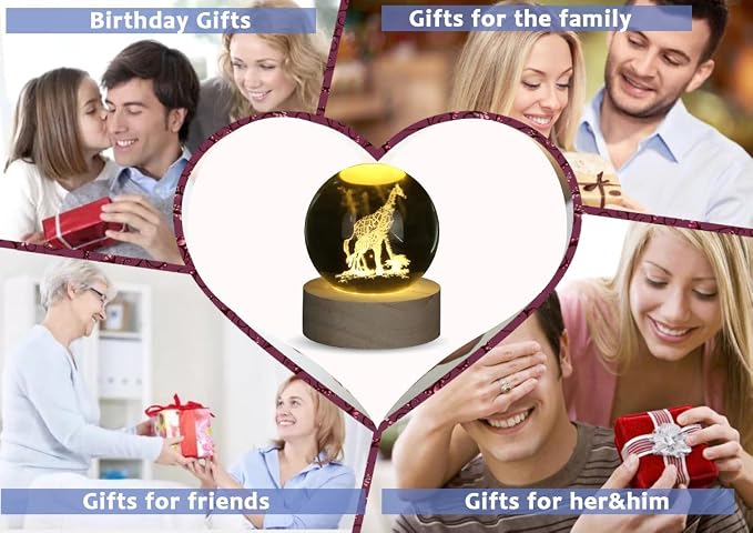 MAIBAOTA 3D Giraffe Decor Crystal Ball 2.4 Inches Glass Ball Giraffe Gifts - Image 6