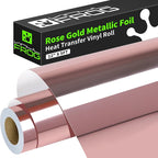 VINYL FROG Rose Gold Metallic Foil Heat Transfer Vinyl 12" x5ft Rose Gold HTV by VINYLFROG