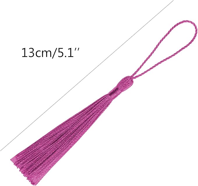 VAPKER 100 Pieces Dark Pink Tassels 13cm/5-Inch Silky Handmade Soft Tassels - Image 2
