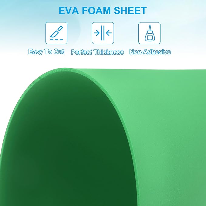 PATIKIL EVA Foam Sheet 10Pcs 12x8 Inch 2mm Thick Green | Easy Cutting EVA Foam - Image 3
