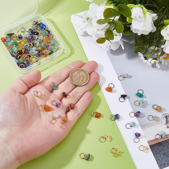 SUPERFINDINGS 84Pcs Natural Mixed Pendants Nuggets Gemstone Charms Crystal - Image 3