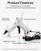 Mini Hot Glue Gun with 100 Glue Sticks, Precision Glue Flow, Extra-Long 55" Cord - Image 2