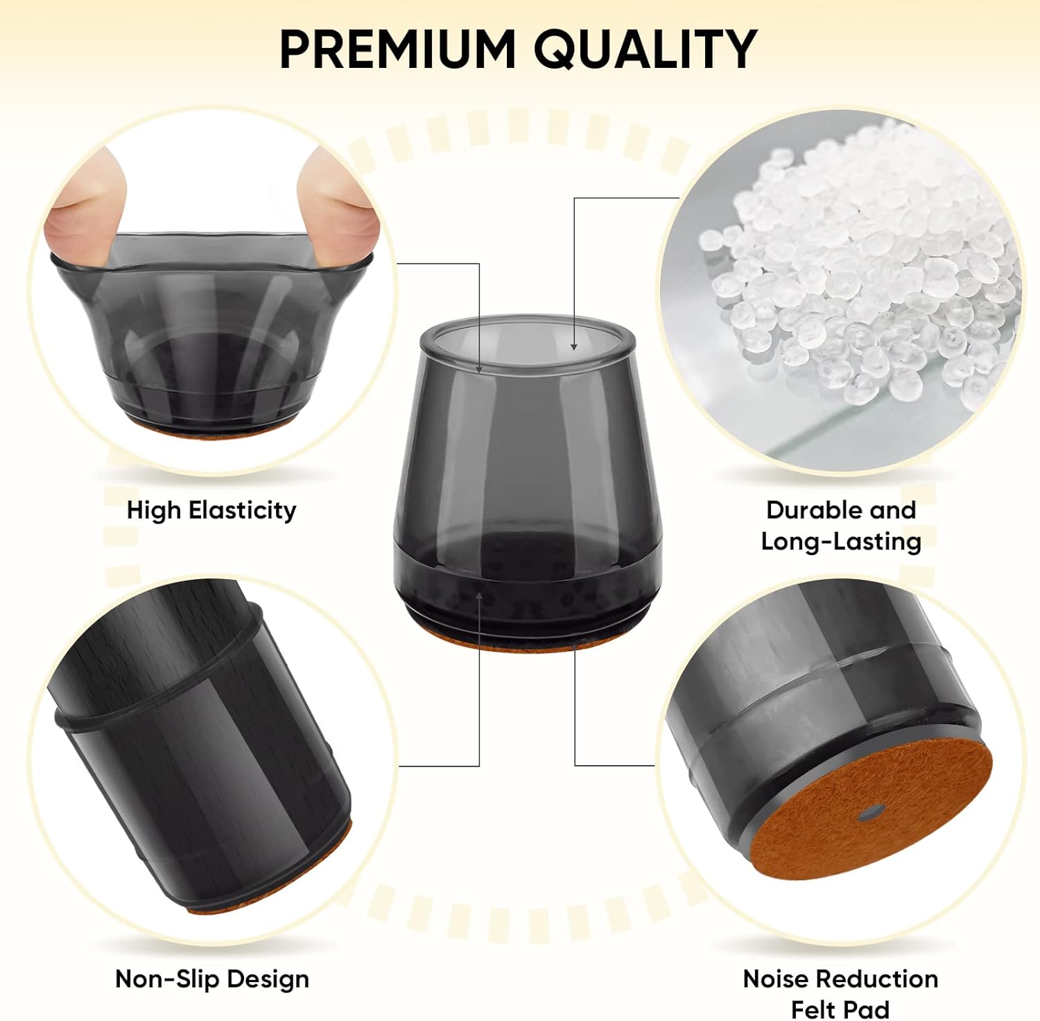 BALEINE 32 Pack Silicone Chair Leg Floor Protectors, Stool Leg Protectors Cap, Non-Slip Chair Leg Caps for Hardwood Floors (Black & Small, 32 Pack, XL)