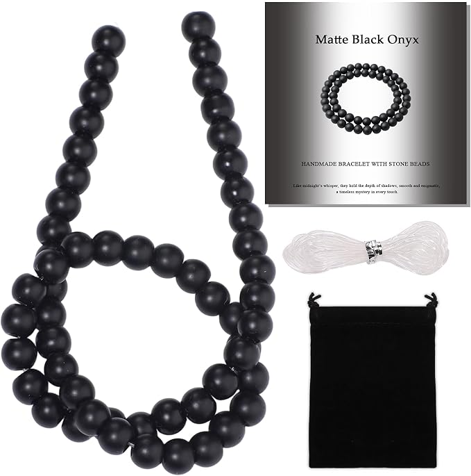 8mm Matte Black Onyx Bead, 15-Inch Matte Round Loose Stone Beads by THRELE