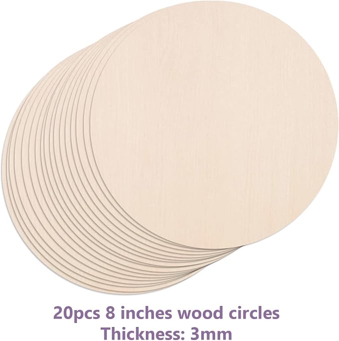 20PCS 8Inch Round Poplar Wood Discs - Image 3