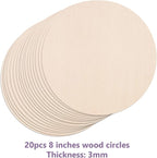 20PCS 8Inch Round Poplar Wood Discs - Image 3