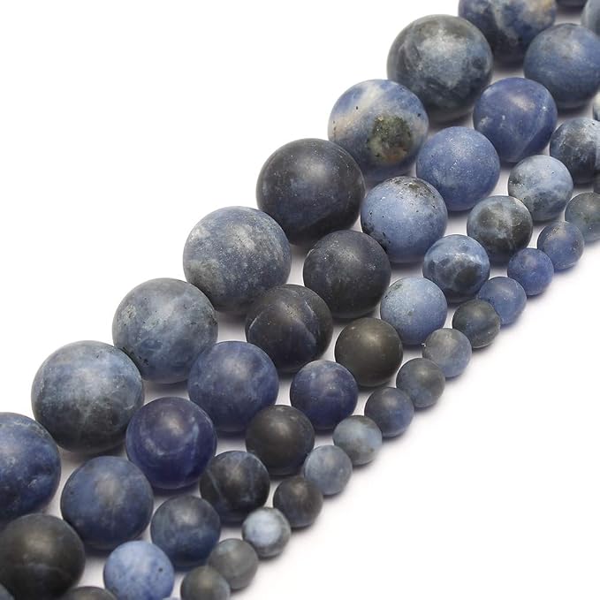 36pcs Natural Matte Olded Blue Sodalite Gemstone Beads，10mm Frosted Round Loose - Image 5