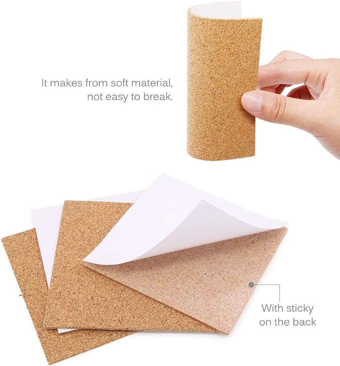 40 Pcs Square Self-Adhesive Cork Sheets - Image 4