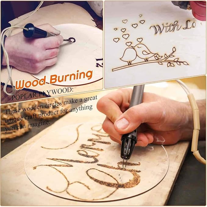 Unfinished Wood Oval Slices for Crafts, 150 * 100 * 2mm - Image 7