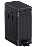 Small Trash Can with Lid Soft Close-10L/2.6 Gal Stainless Steel Outdoor Dog Poop Garbage Can-Metal Waste Bins with Pedal for Bathroom Bedroom Office-Black