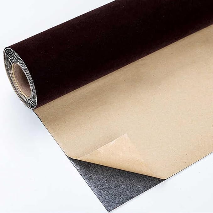 Brown Velvet Liner Self Adhesive Plush Velvet Fabric Sheets Velvet Flock Paper by AINITAOCOM