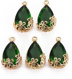 FASHEWELRY 50Pcs Faceted Teardrop Glass Charms Transparent Crystal Drop Pendants by FASHEWELRY