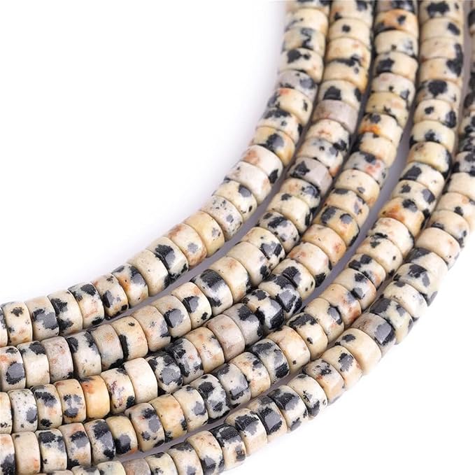 152pcs 4x2mm Genuine Dalmatian Jasper Heishi Disc Rondelle Spacer Stone Semi - Image 2
