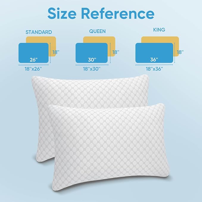 OAISZ Shredded Memory Foam Pillow, Queen Size Cooling Adjustable Firm Bed Pillow - Image 8