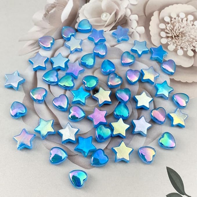600 PCS Acrylic Beads Heart Star Shape Beads Clear Acrylic AB Colors Bead - Image 2