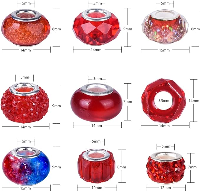 Aipridy Assortment European Large Hole Beads Spacer Beads Rhinestone Craft Beads - Image 4