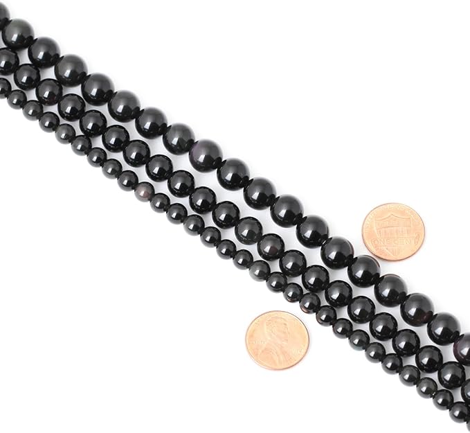 45PCS 8mm Natural Black Obsidian Gemstone Round Loose Beads Crystal Energy - Image 6
